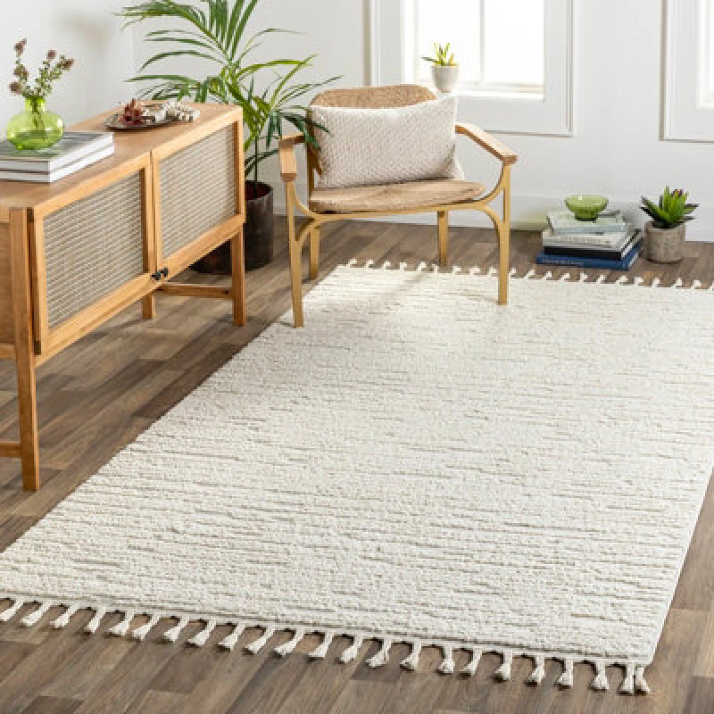 Image of Livabliss Scandi Global High Pile Ivory Rug Tatum Area Rug 140 X 200 Cm - Easy Care, Non Shedding, Ideal For Living Room & Bedroom