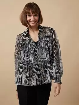 Image of Wallis Animal Print Blouse - Neutral, Cream, Size 12, Women