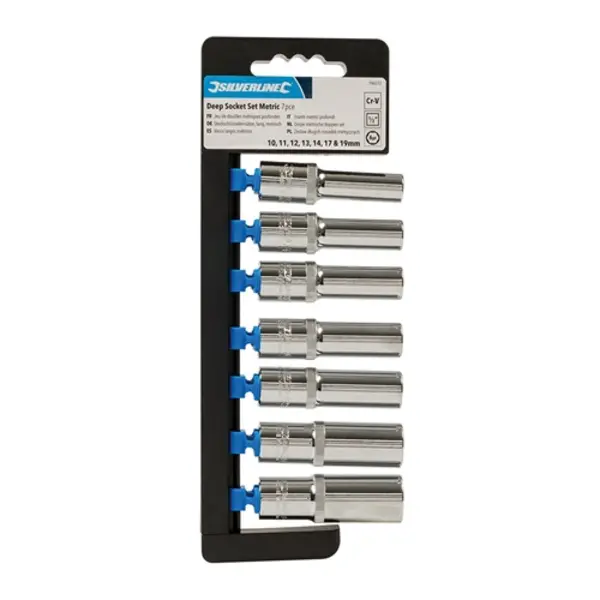 Image of Silverline Deep Socket Set 1/2" Drive 6pt Metric 7pce - 10 - 19mm