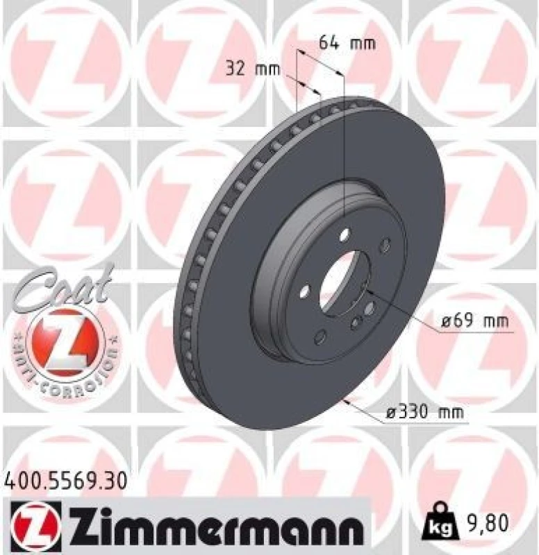 Image of ZIMMERMANN Brake disc ZIMMERMANN 400.5569.30