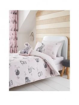 image of Catherine Lansfield Woodland Friends Easy Care Duvet Cover Set - Double, Pink