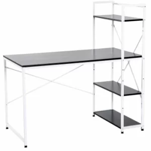 Image of Channing Metal Frame Computer Desk with 4 Tier Bookshelf, white
