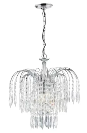 image of Waterfall Crystal Chandelier 3 Light Chrome Finish, E14