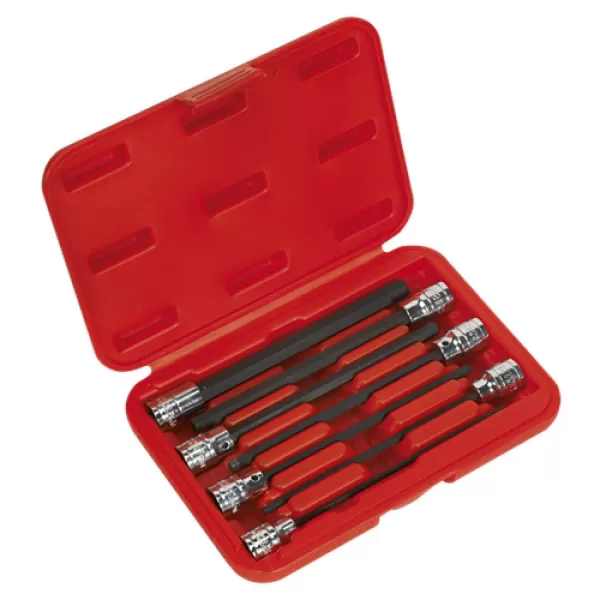 Image of Genuine SEALEY AK62255 Hex Socket Bit Set 7pc 3/8Sq Drive 150mm Metric