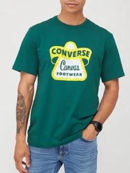 image of Converse Vintage Logo Short Sleeve Tee - Dark Green Size L, Men