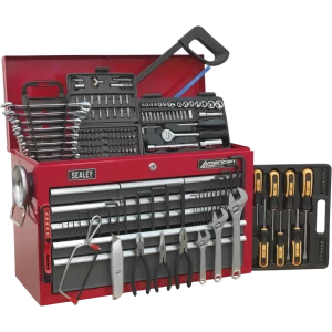 Image of Sealey American Pro 9 Drawer Tool Chest + 205 Piece Tool Kit Red / Grey
