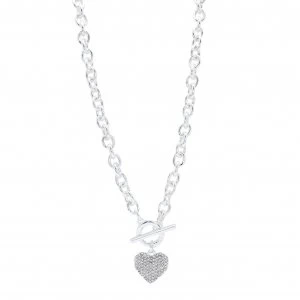 Lipsy Silver Plated Crystal Heart Charm Pendant Necklace