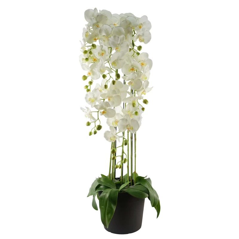 Image of Leaf 110cm Large White Orchid Plant Artifcial 41 REAL TOUCH flowers