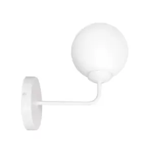 image of Pregos White Globe Wall Lamp with White Glass Shades, 1x E14