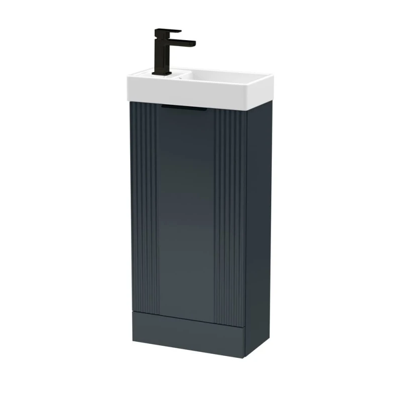 Image of Balterley Dark Grey 400mm Floor Standing Vanity Unit with Black Handle Grey Unisex
