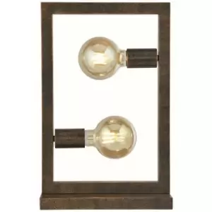 Image of Searchlight Oblong 2 Light Table Lamp, Rustic Brown