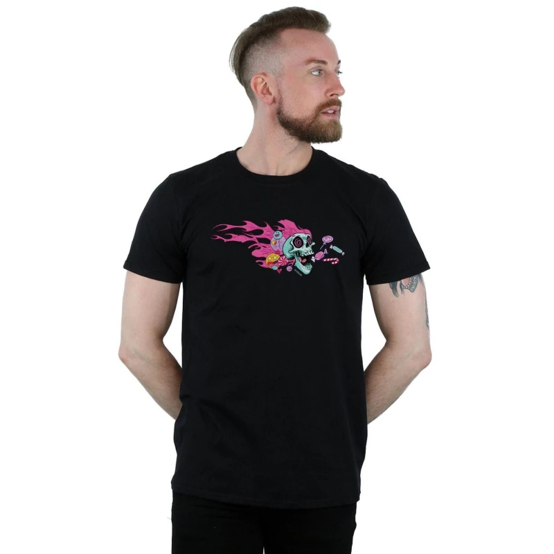 Image of Disney Men Wreck It Ralph Candy Skull T-Shirt in Black Size: Small Black S Male 5057981370245