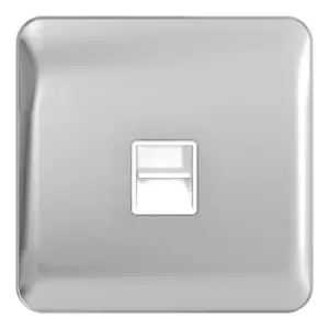 Image of Schneider Electric Lisse Screwless Deco - Single Telephone Socket, Secondary, GGBL7062WPC, Polished Chrome with White Insert