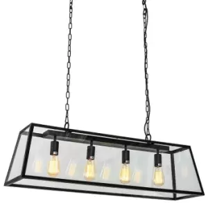 Image of Italux Lighting - Italux Laverno - Industrial And Retro Hanging Pendant Black Matt 4 Light , E27
