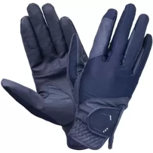 image of Unisex Adult Blakelaw Diamante Riding Gloves (s) (Navy/Silver) - Navy/Silver - Coldstream