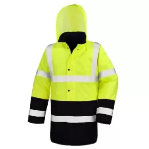 Image of Result Mens Two Tone Safety Coat (2XL) (Fluorescent Yellow/Black)