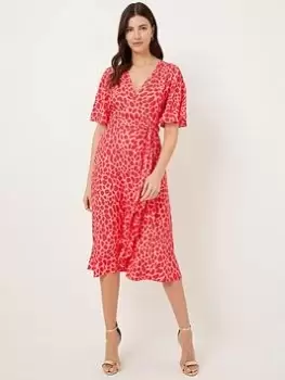 Image of Wallis Animal Print Wrap Dress - Pink, Size 10, Women
