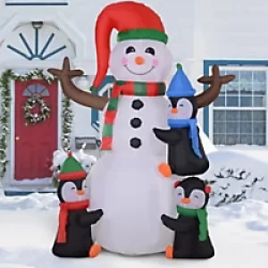 Image of Homcom Christmas Snowman and Penguins Inflatable Multicolour 70 x 180 cm