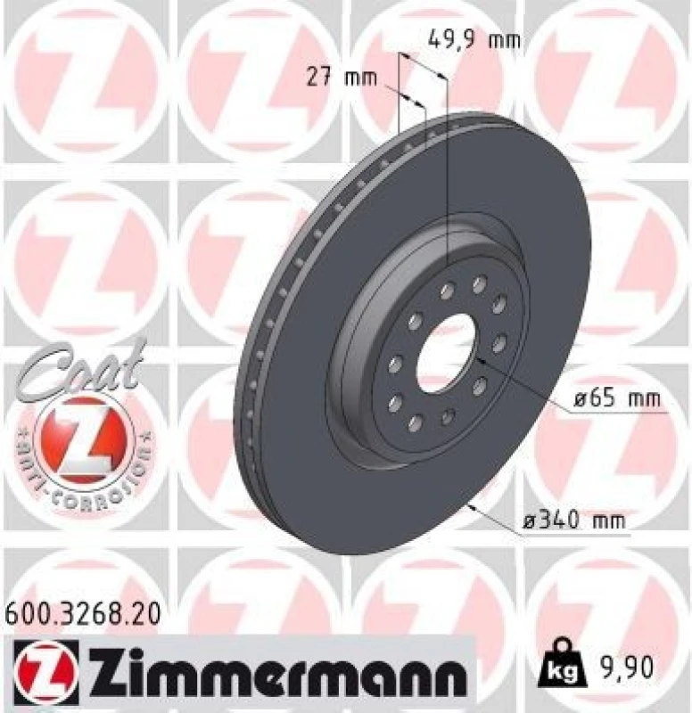 Image of ZIMMERMANN Brake disc ZIMMERMANN 600.3268.20