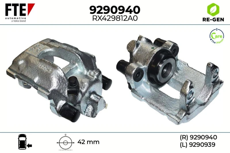 Image of FTE 9290940 Brake caliper Rear Axle Right, without holder Cast Iron Brake Caliper (78)