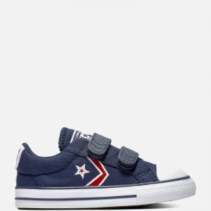 image of Converse Toddlers Star Player Embroidered Ox Velcro Trainers - Obsidian/University Red - UK 4 Baby