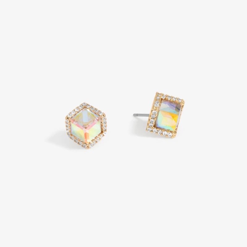 Image of Jon Richard Jon Richard Gold Plated Crystal And Ab Cube Earrings Gold