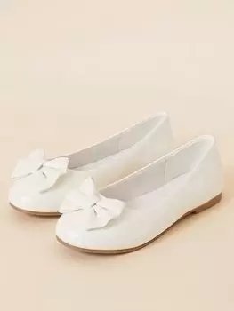 Image of Accessorize Girls Bow Ballerina Shoes - Ivory, Cream, Size 11 Younger