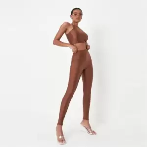 Image of Missguided Disco Leggings - Brown