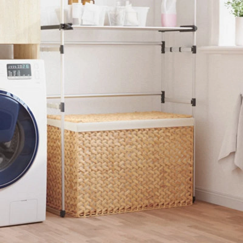 Image of Vidaxl Laundry Basket With 3 Sections 75X42.5X52cm Water Hyacinth