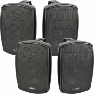 image of 4x 4' 60W Black Outdoor Rated Speakers 8 ohm Weatherproof Wall Mounted HiFi