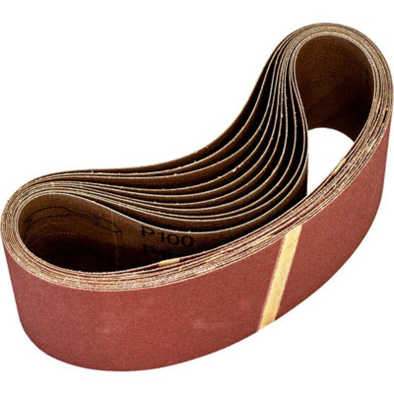 Image of Loops 10 PACK - 75mm x 533mm Sanding Belts - 100 Grit Aluminium Oxide Cloth Backed Set Multi