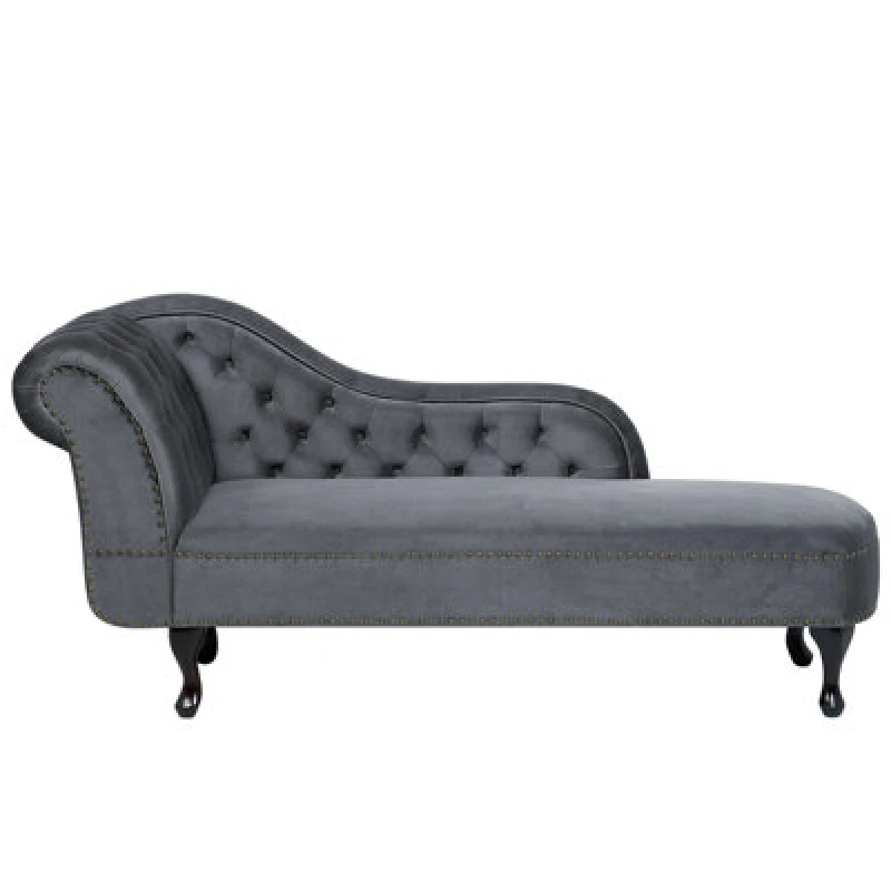 Image of Beliani Left-Hand Chaise Lounge Nimes Velvet Grey