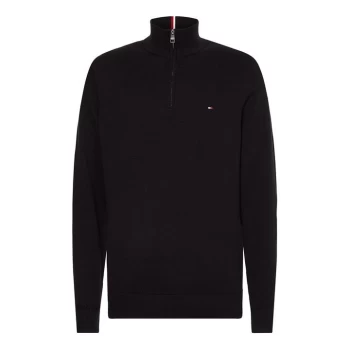 image of Tommy Hilfiger Pima Half Zip Jumper - Black BDS