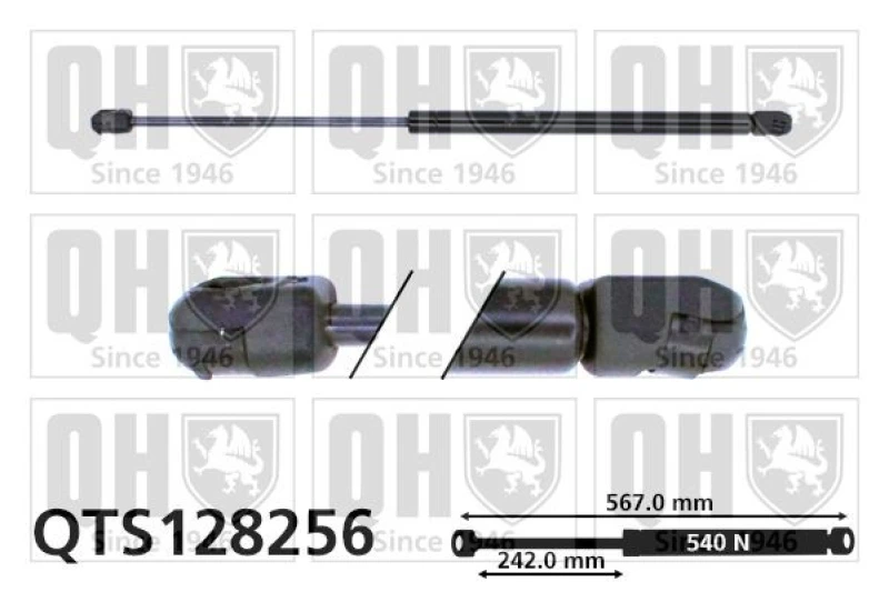Image of QUINTON HAZELL Tailgate strut QUINTON HAZELL QTS128256