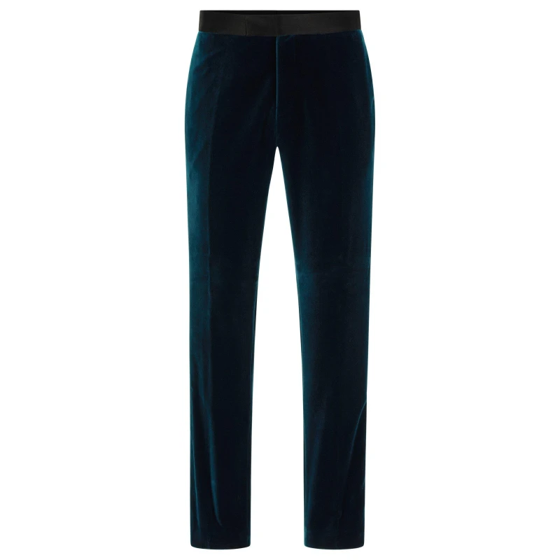 Image of Boss Mens Genius Tux Cotton Slim Fit Suit Trousers Turq/Aqua male 42 (52)