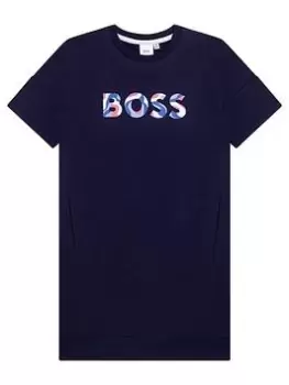 Image of Boss Girls Logo Sweat Dress - Navy
