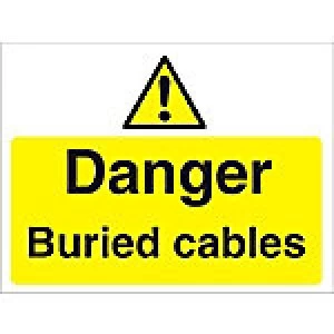 image of Warning Sign Buried Cables Fluted Board 45 x 60 cm