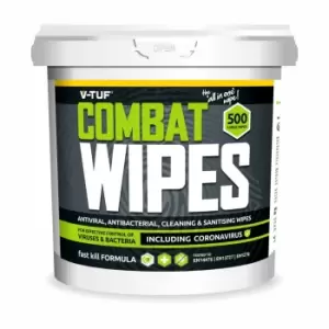 image of V-tuf VTABW-500 Bucket of Combat Wipes Antiviral Anti-Bacterial (500 Wipes)