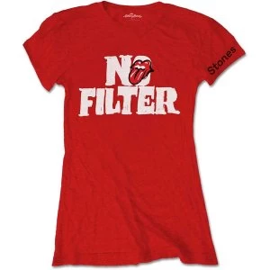 Image of The Rolling Stones - No Filter Header Logo Womens Large T-Shirt - Red