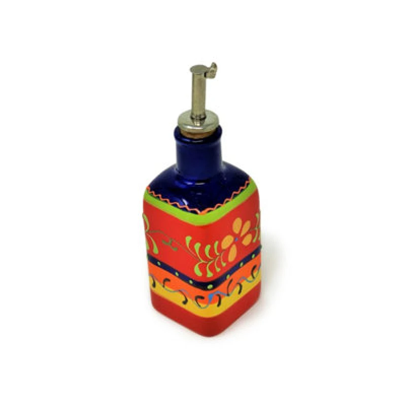 Image of Verano Spanish Ceramics Classic Spanish Hand Painted Kitchen Dining Squared Oil Drizzler 250ml Daisy Chains Multi unisex