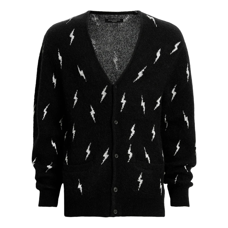 Image of AllSaints Zap Knitted Cardigan - Black Size M, Men Black W45XD Male M