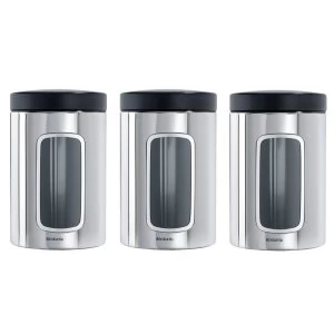 image of Brabantia Set of Three Window Canisters - Polished Steel