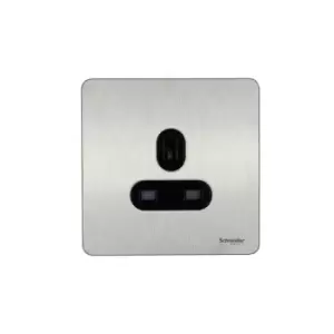 Image of Schneider USFP 13A Single Pole 1G Unswitched Socket Black Insert Stainless Steel - GU3450BSS