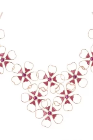 image of Ted Baker Ladies Rose Gold Plated Linndy Enamel Flower Cluster Necklace TBJ1239-24-73