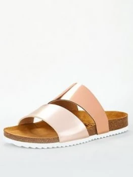 Image of OFFICE Straight Flat Sandal - Rose Gold, Size 8, Women