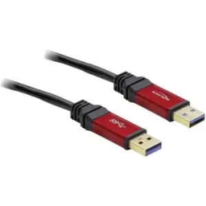 image of Delock USB cable USB 3.2 1st Gen (USB 3.0 / USB 3.1 1st Gen) USB-A plug, USB-A plug 3m Red, Black gold plated connectors, UL-approved 82746