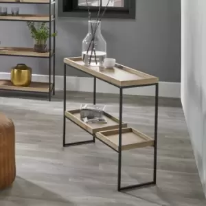 Image of Pacific Gallery Lam Console Table, Light Wood Effect Natural