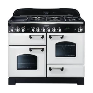 Image of Rangemaster 112930 CDL110DFFWH-C Classic Deluxe 110cm Dual Fuel Cooker in White-C