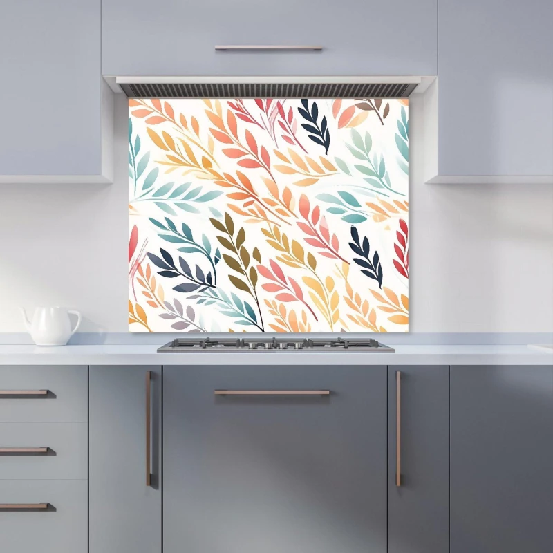 Image of Warren Reed - Designer Colouful Sping Leaves Kitchen Splashback in Orange Size: 600mm x 750mm Orange Unisex 600mm x 750mm