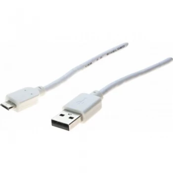 image of 1.8m USB 2.0 A To Micro B White Cable